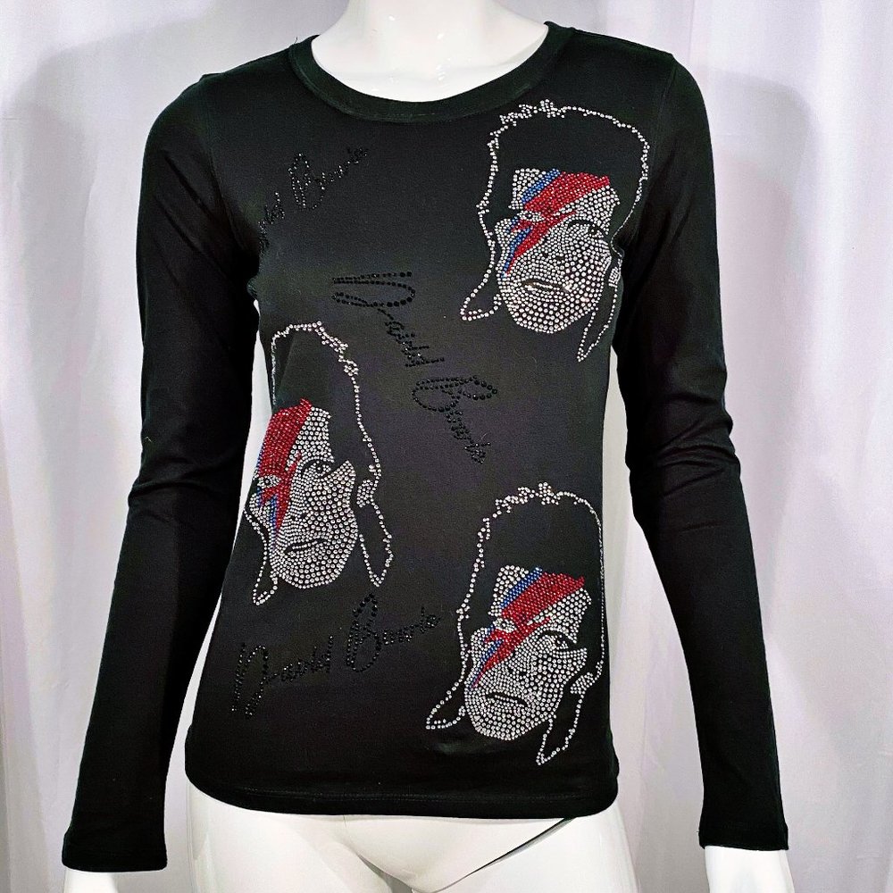 David Bowie Aladdin Sane Faces Rhinestone T-hirt